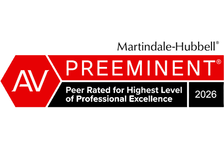Martindale-Hubbell AV Preeminent Peer Rated for Highest Level of Professional Excellence 2026
